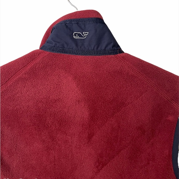 Vineyard Vines Vest Mens XXS Red Marthas Fleece Whale Pocket Zip Up Sleeveless - Picture 5 of 5
